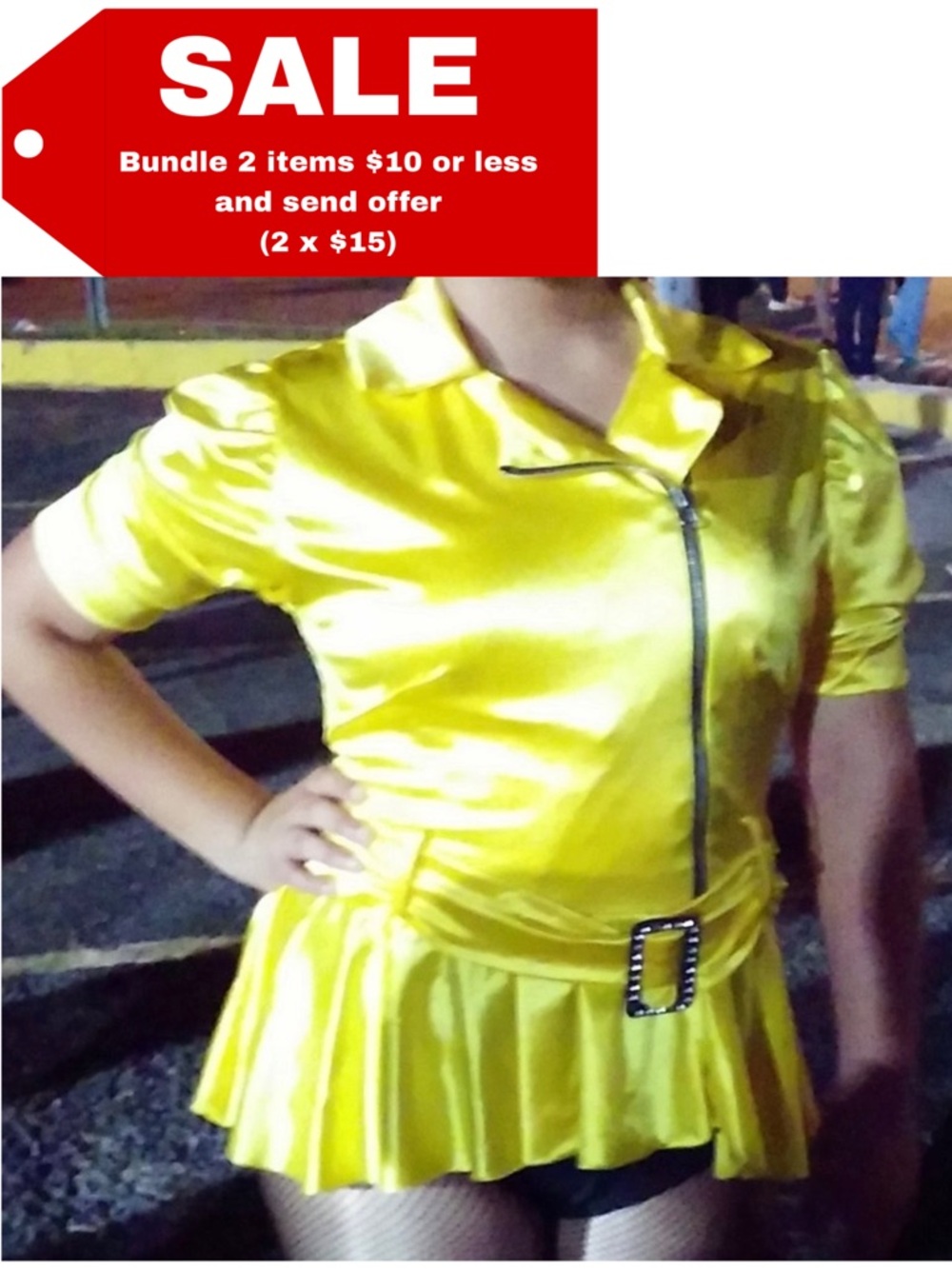 Weissman Adult Yellow Satin Dance Dress Sz L